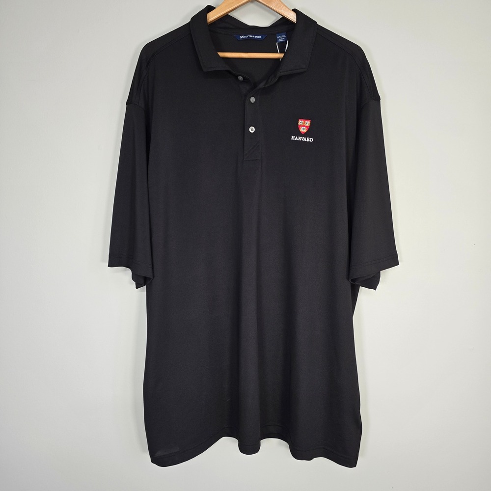 Cutter & Buck Harvard‎ Polo Mens 2XT Black Embroidered Ivy League Preppy